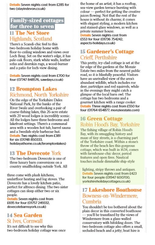 The Times '50 best cottages in Britain' excerpt